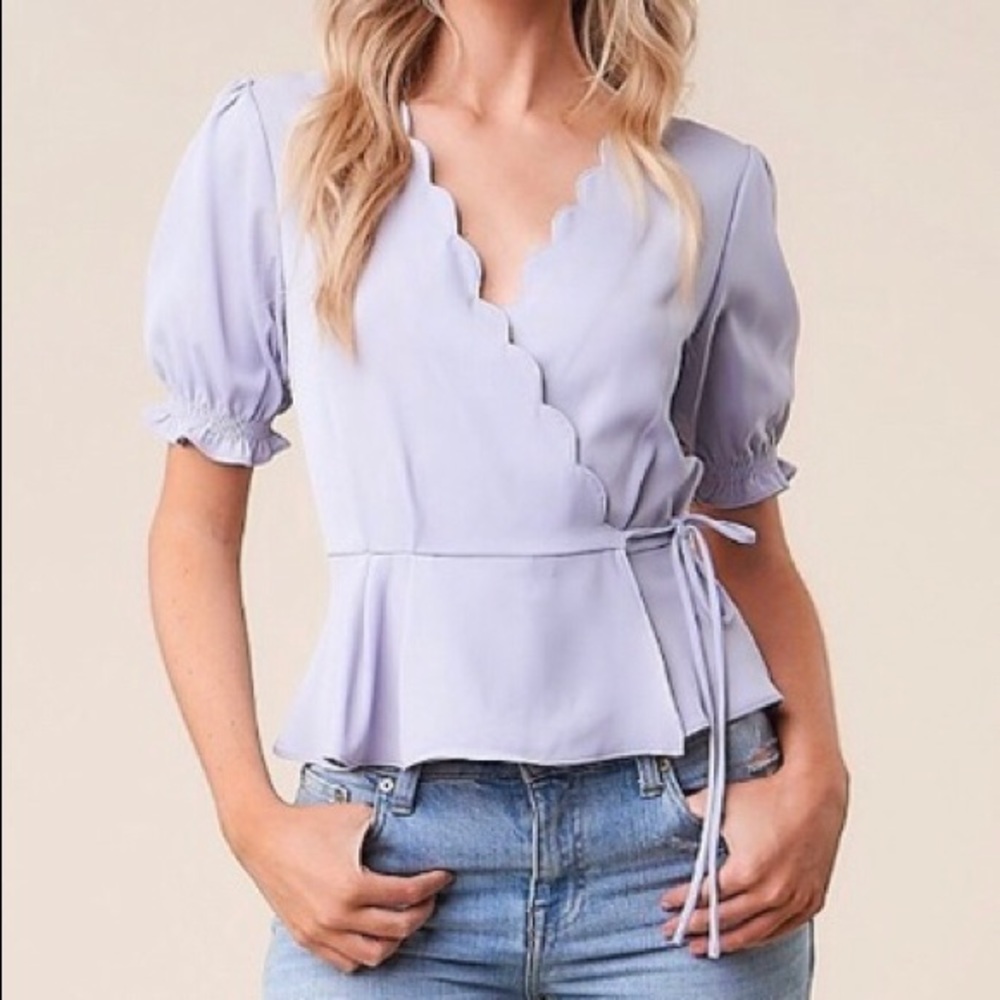 Lilac Scalloped Wrap/Tie Top